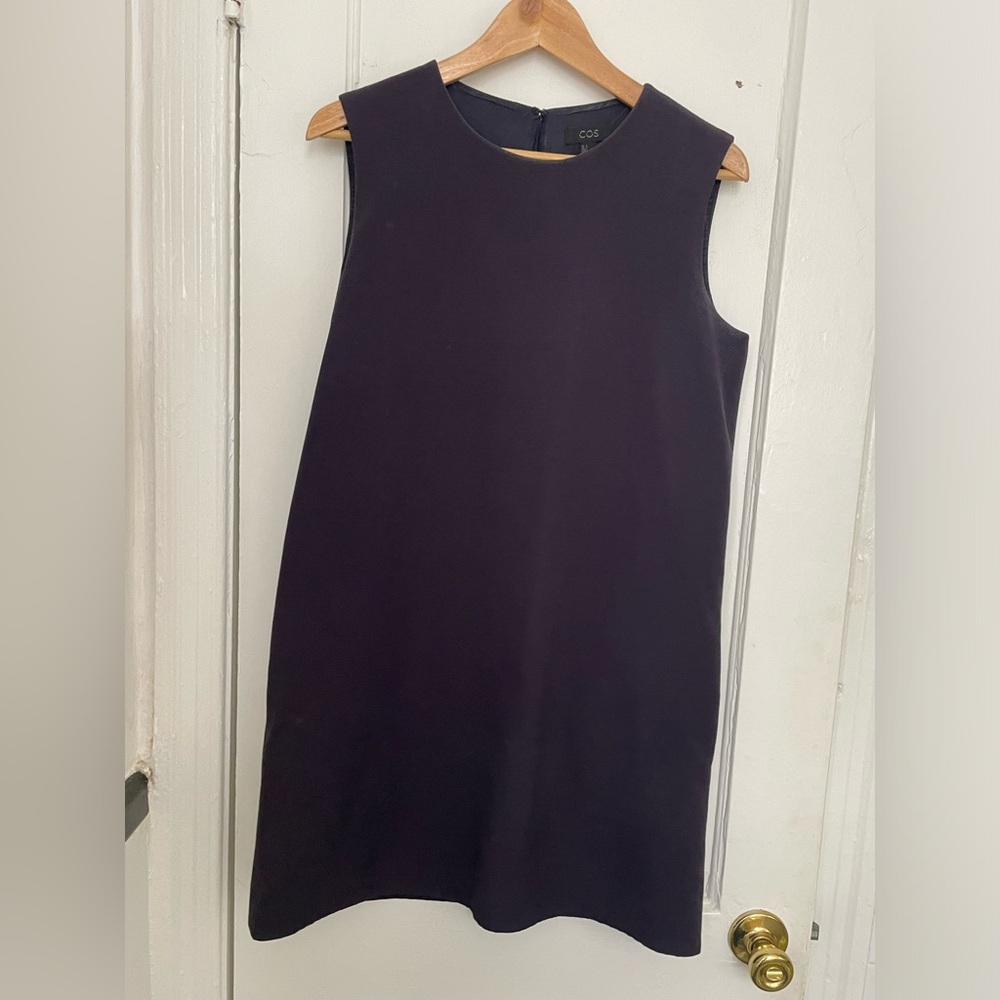 COS dark purple mini shift dress